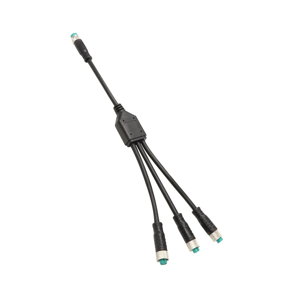 M12 1 To 2-4 Port Y-Type Waterproof Aerospace Cable AsseMbly with 5.5MM Main Cable IP67